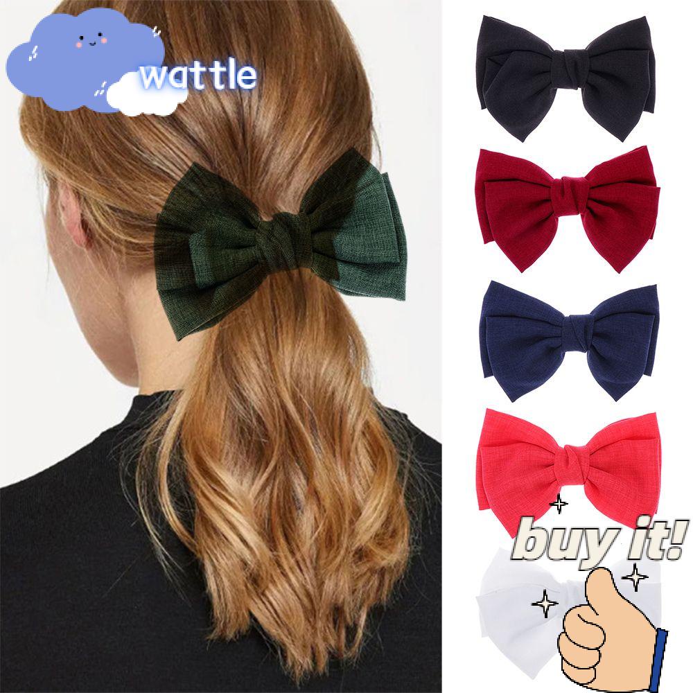 WATTLE Kẹp Tóc Đính Nơ Lớn Phong Cách Hàn Quốc