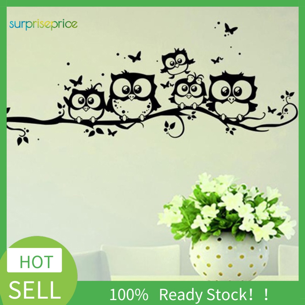 Miếng Dán Tường Trang Trí Hình Chim Cú Hoạt Hình Tháo Rời Được DIY Dành Cho Phòng Ngủ Trẻ Em