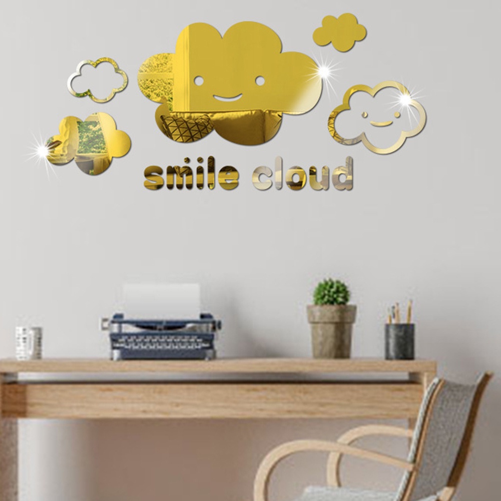 Gương Dán Tường Hình Đám Mây Cười 3D Trang Trí Nhà Cửa