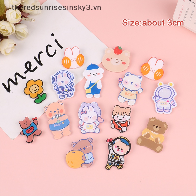 Set 5 Ghim Cài Áo Bằng Acrylic Phong Cách Nhật Bản Màu Sắc Ngẫu Nhiên