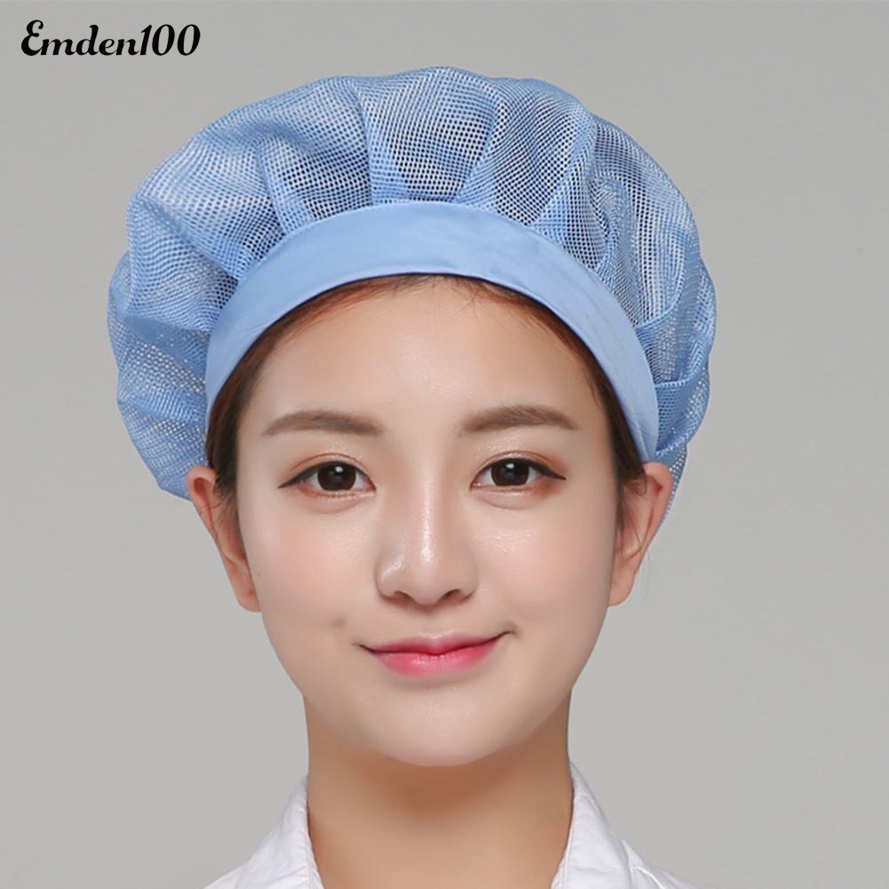 [EMDEN] Mũ Đầu Bếp Nhà Máy Unisex Phối Lưới Thoáng Khí Có Thể Điều Chỉnh