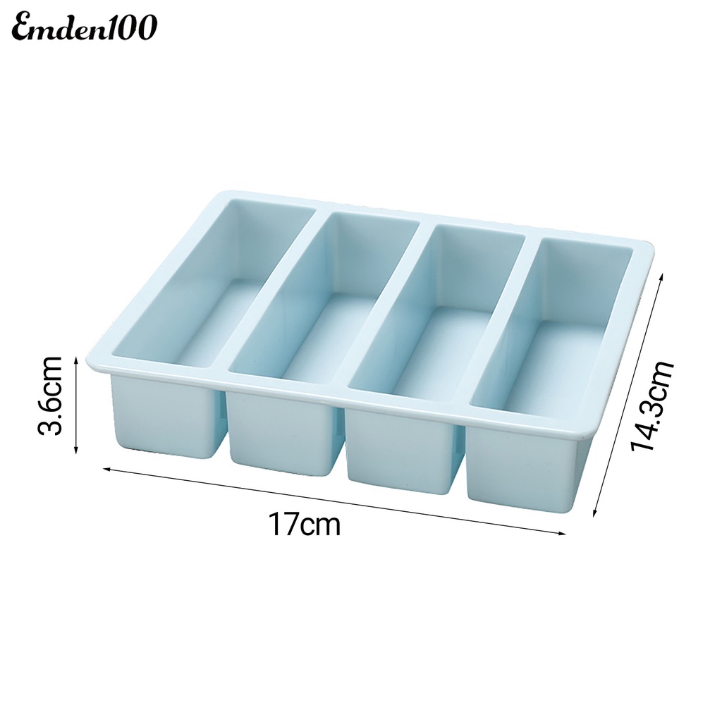 Khay Silicone Làm Đá 4 Ngăn Đa Năng Không Dính Tiện Dụng