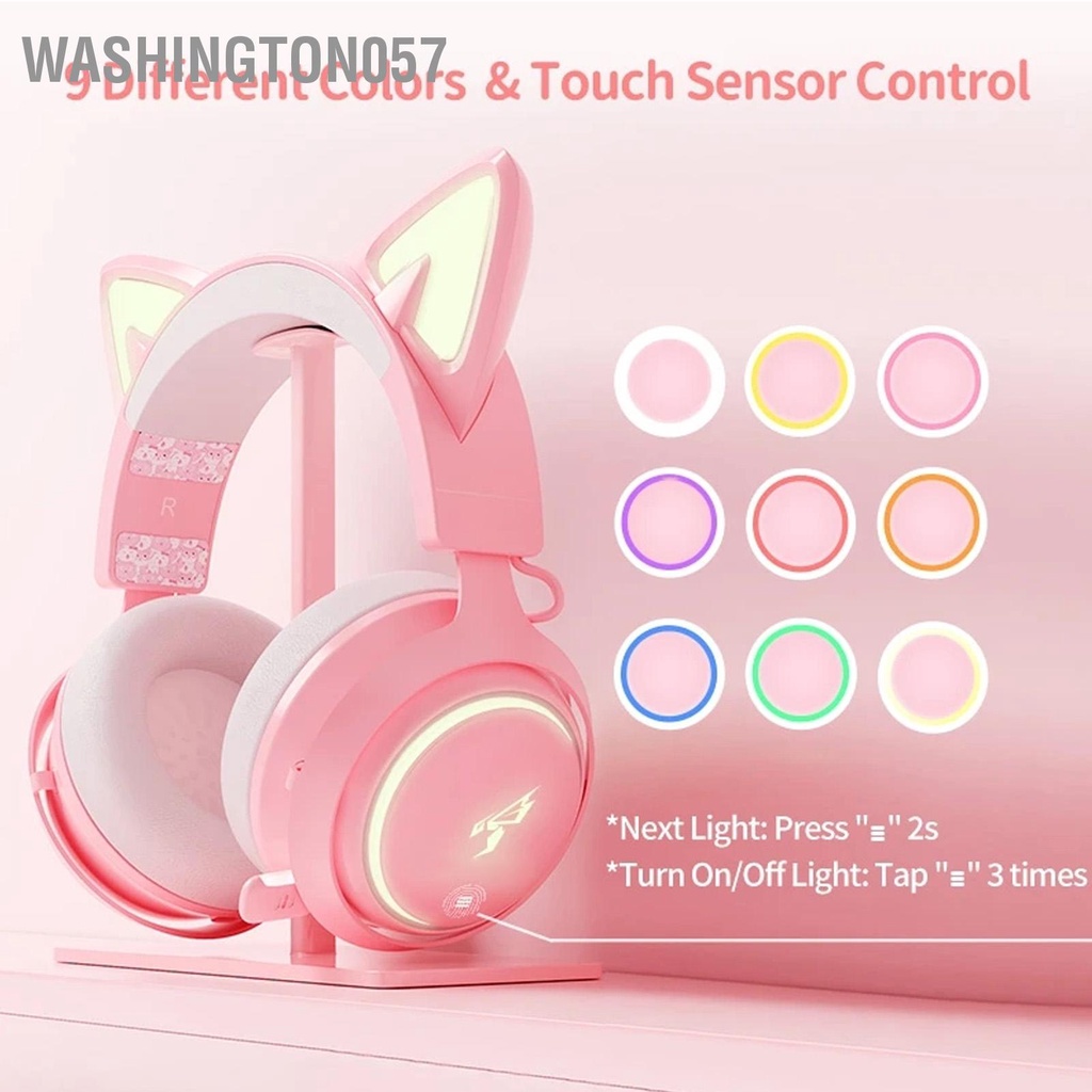 Washington057 Tai nghe chơi game SOMIC PC Cat Ear 7.1USB Dạ quang với Mic có thể thu vào Màu hồng
