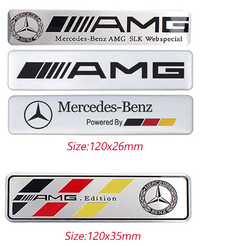 Logo Kim Loại Dán Trang Trí Thân Xe Hơi Mercedes Benz AMG Apple Treebus AMG W210 W203 W124 W204 W211 W123 W205 W212 W203 C200 A180 CLA A45 C200 GLC
