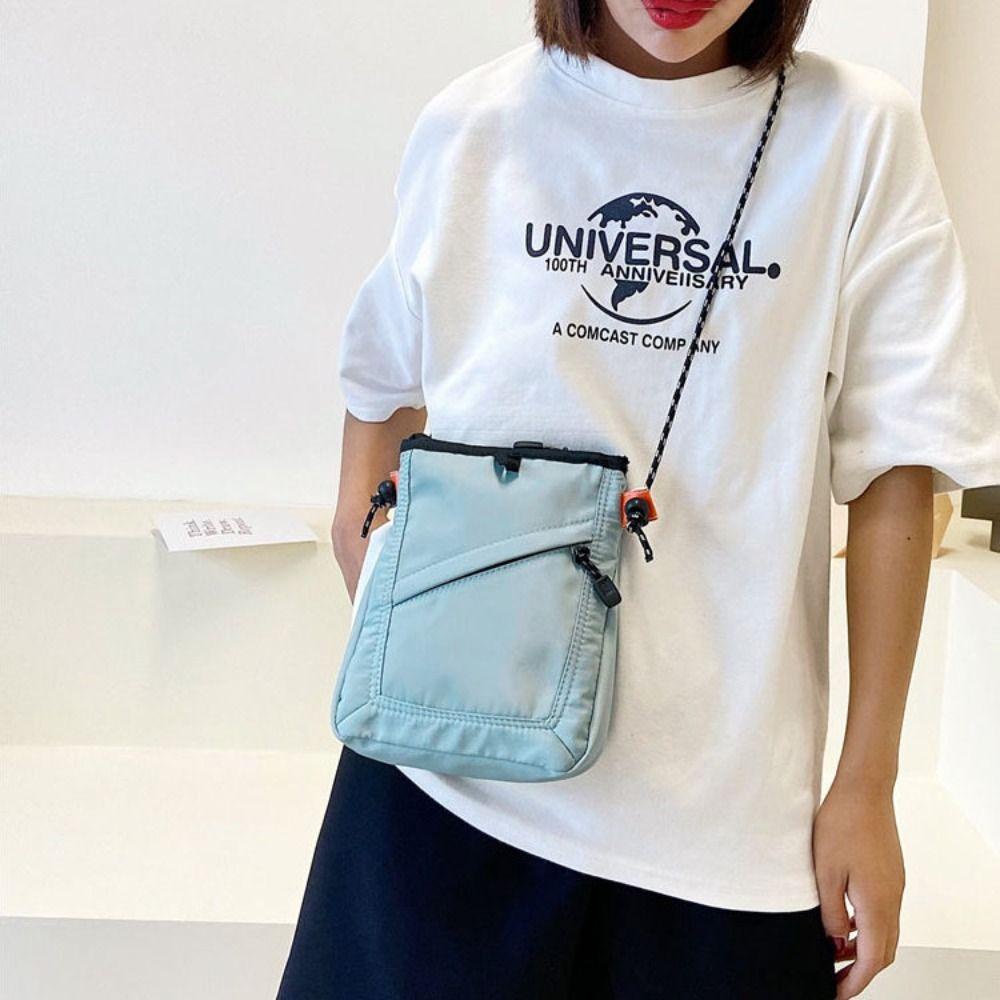 FALLFORBEAUTY Túi Đeo Chéo Đựng Điện Thoại Bằng Vải Bạt Nylon Hình Vuông Sức Chứa Lớn Có Thể Điều Chỉnh Dây Đeo Vai Phong Cách Hàn