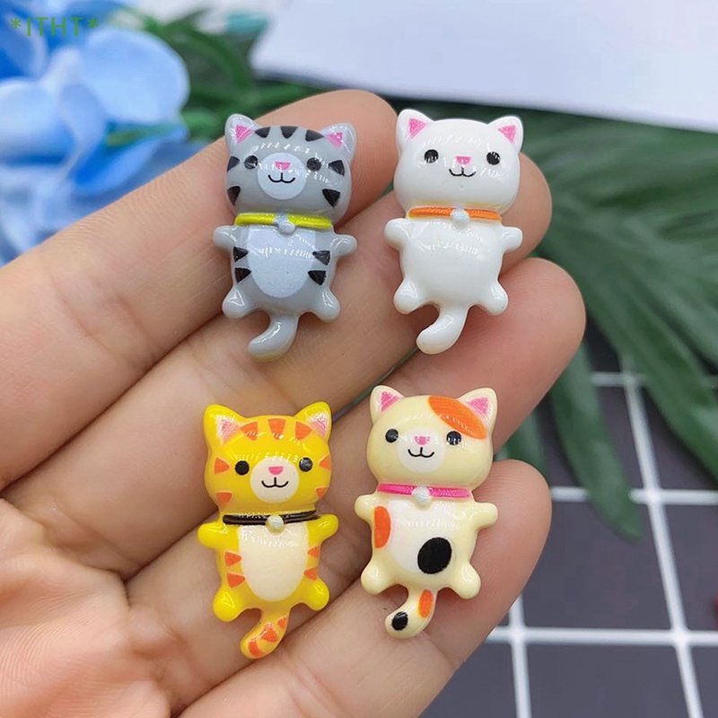 Set 10 Tượng Mèo Hoạt Hình Mini Bằng Resin Resin DIY Mới