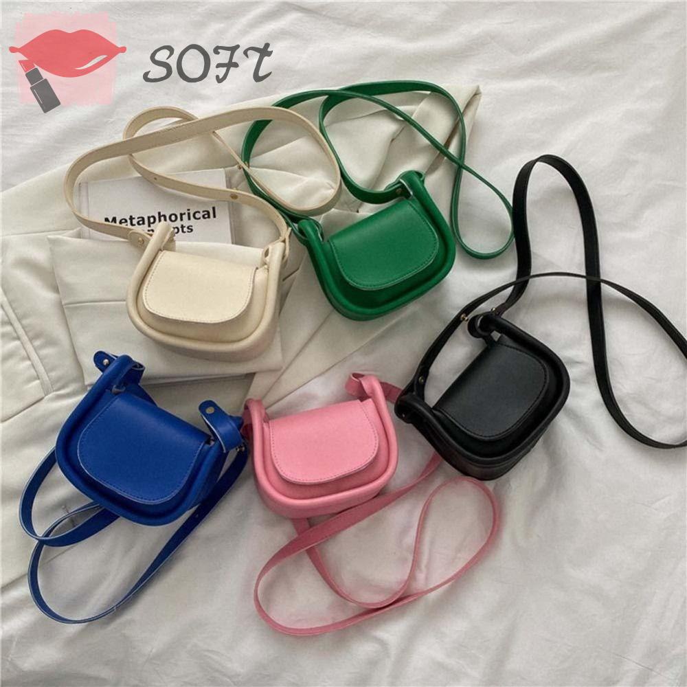 SOFTNESS Túi Xách Đeo Chéo Màu Trơn Thiết Kế Tinh Tế Thời Trang