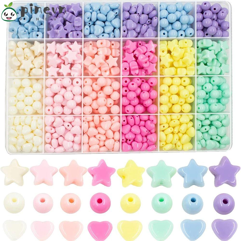 PINEVN Bộ 720 Hạt Xâu Chuỗi Nhiều Màu Sắc Bằng Acrylic Dùng Làm Trang Sức DIY