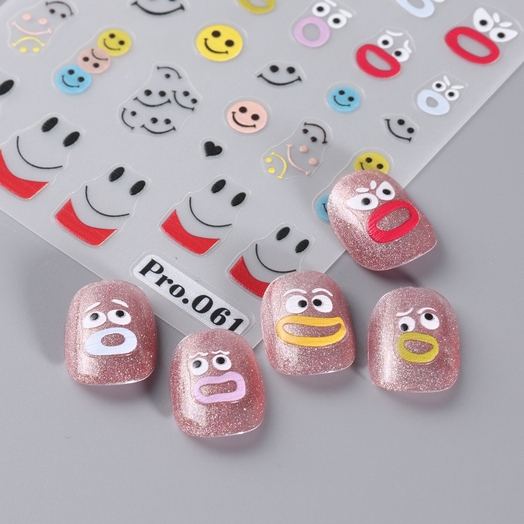 Miếng Dán Trang Trí Móng Tay Dập Nổi Họa Tiết Hoạt Hình Gấu / Quái Vật Dễ Thương Dành Cho Trẻ Em