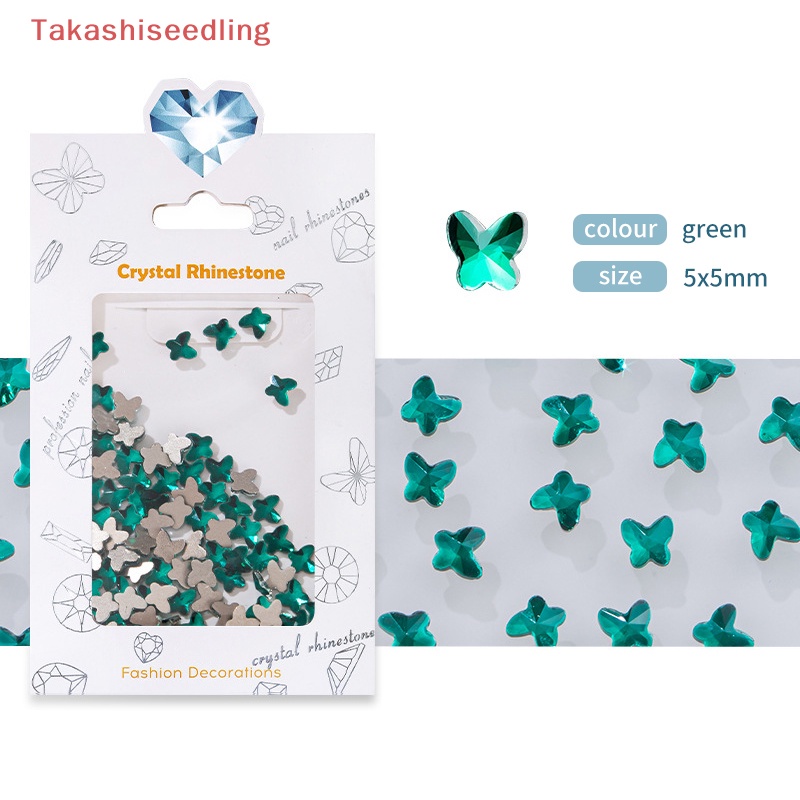 Set 100 Phụ Kiện Trang Trí Móng Tay Kính Họa Tiết Bướm 3D DIY