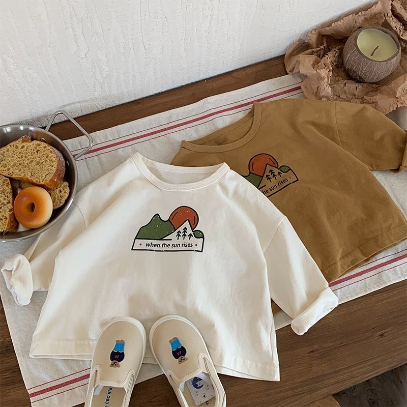 Áo Thun Tay Dài Dáng Rộng In Chữ Cái Phong Cách Nhật Hàn Thời Trang Xuân Thu Cho Nam Và Nữ