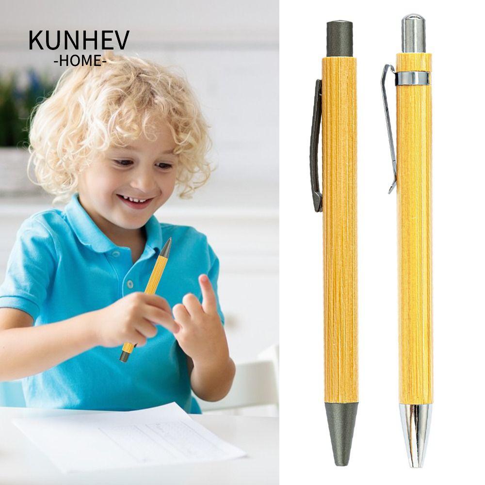 KUNHEV Set 10 Bút Bi Mực Đen Bằng Tre Sáng Tạo