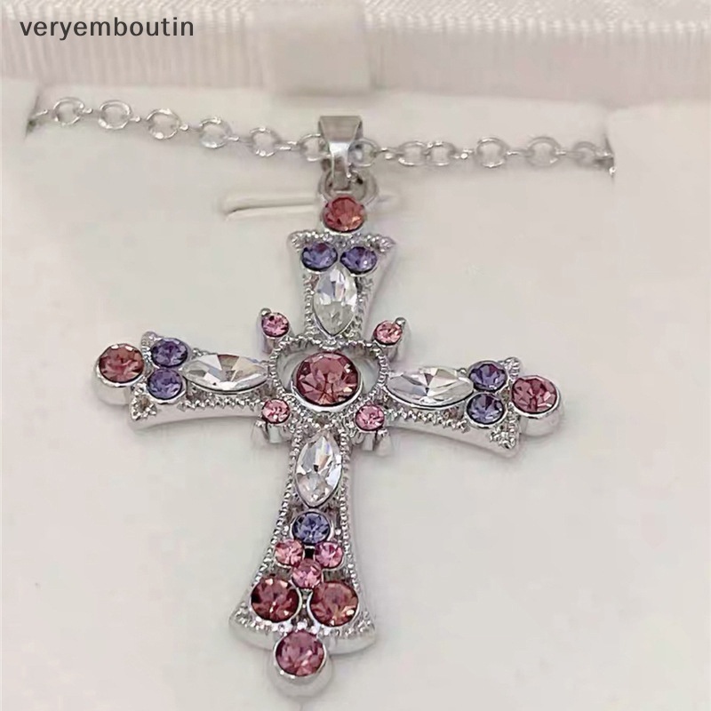 Vòng cổ Mặt Chữ Thập Đính Đá Zircon Màu Tím Thời Trang Cho Nữ