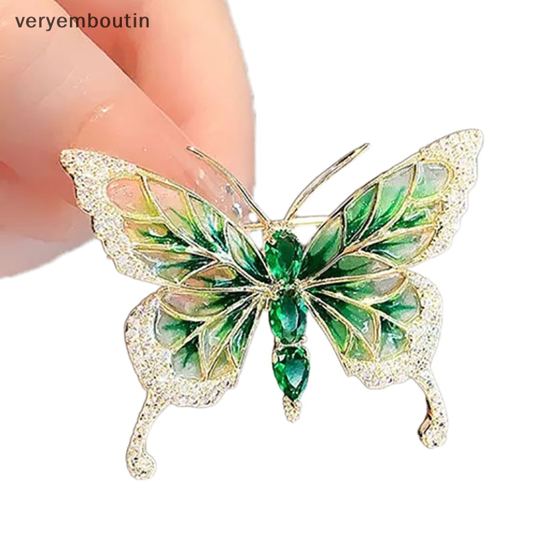 Ghim Cài Áo Hình Bướm Đính Đá Pha Lê Phong Cách Vintage