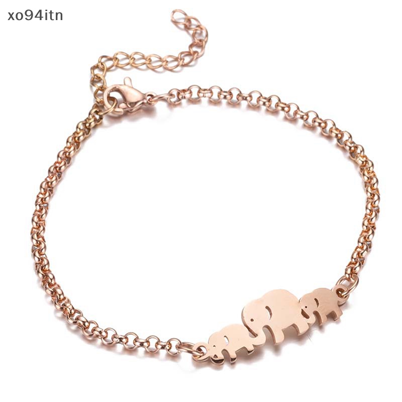 Vòng Đeo Tay Dạng Chuỗi Xích Bằng Thép Không Gỉ Mặt Hình Voi Cho Nữ