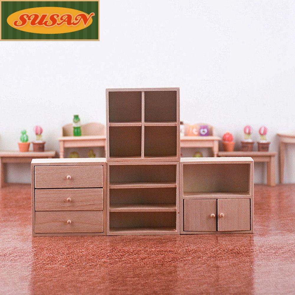 SUSANS Kệ gỗ 4 Kiểu Phụ Kiện Trang Trí Nhà Búp Bê Tỉ Lệ 1 / 12