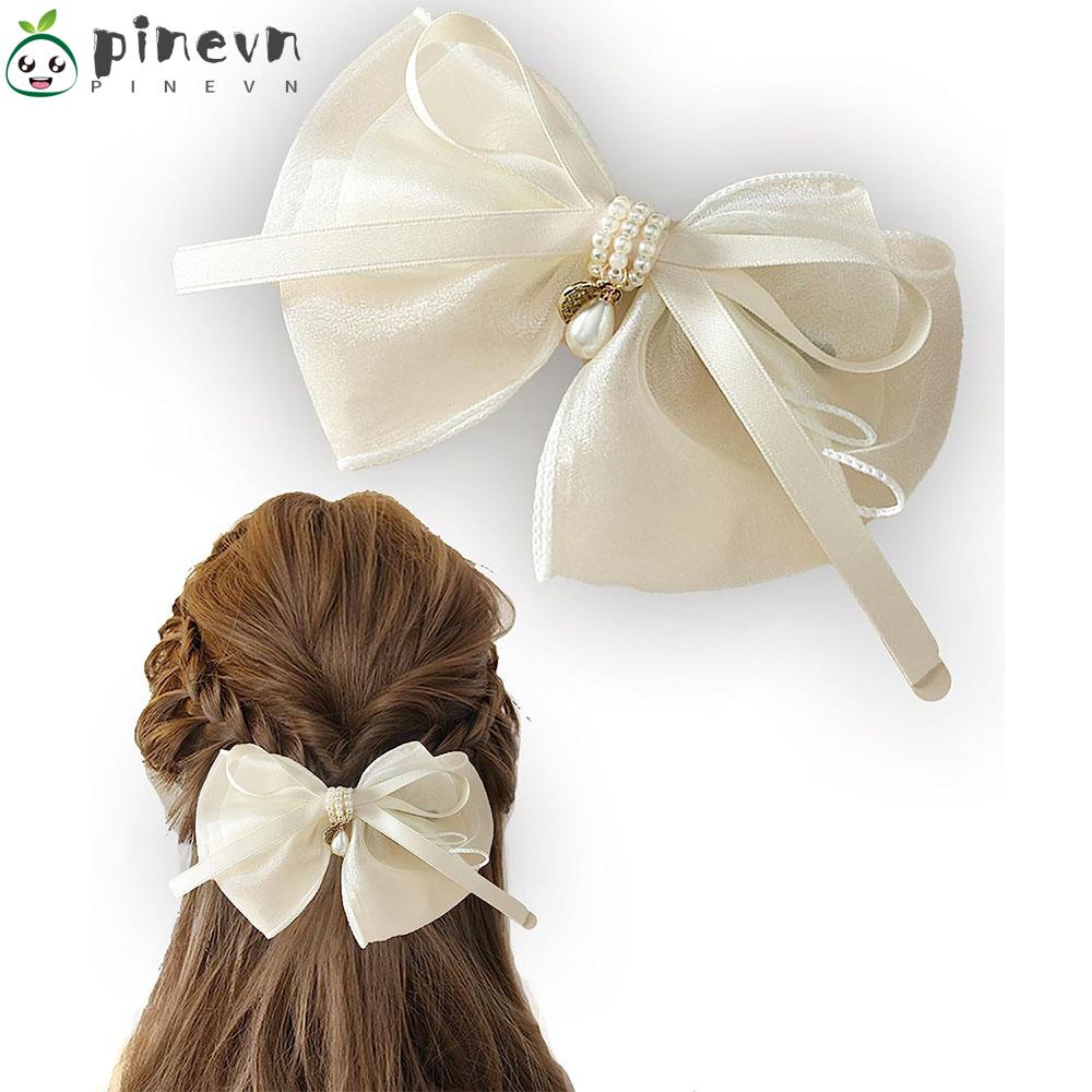 PINEVN Kẹp Tóc Nơ Vải Chiffon Lụa Nhiều Lớp Họa Tiết Hoa Thanh Lịch Thời Trang Mùa Xuân