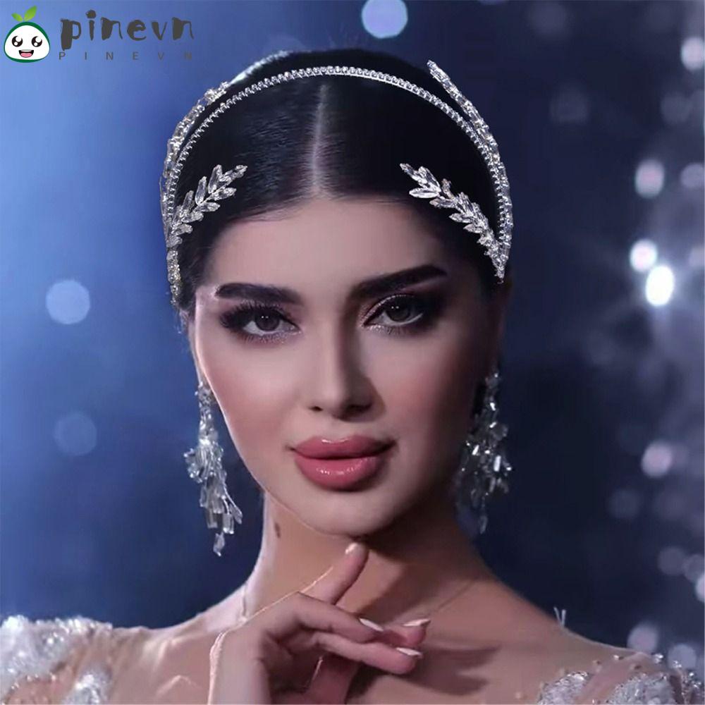 PINEVN Băng Đô Cài Tóc Đính Hạt Lấp Lánh Cho Cô Dâu