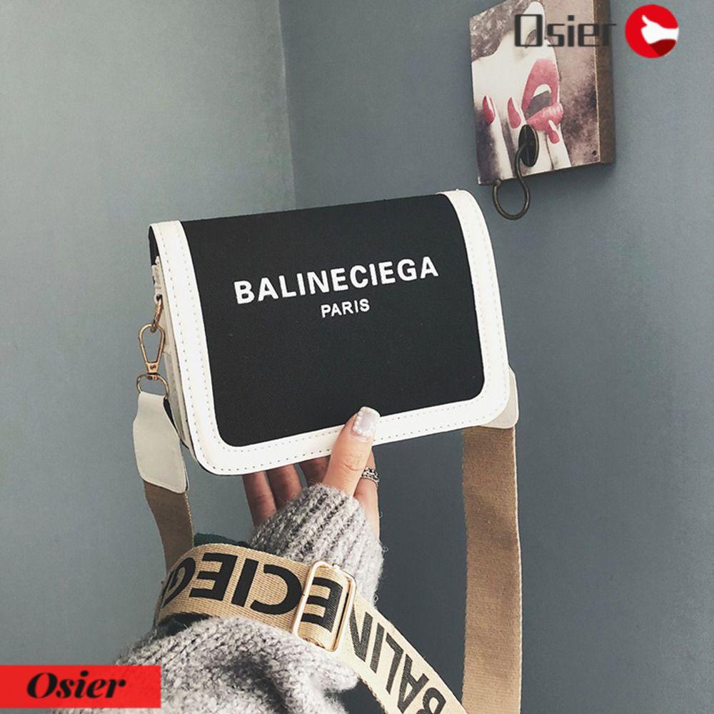 OSIER1 Túi Đeo Chéo Canvas Dáng Vuông Nhỏ Dây Đeo Bản Rộng Thời Trang Cho Nữ