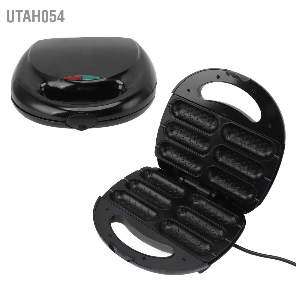 Utah054 HTM1 Máy Làm Bánh Waffle Bắp Chó Nóng Hai Mặt Xúc Xích Chân Vịt Chống Dính Phích Cắm Châu Âu 220V 750W