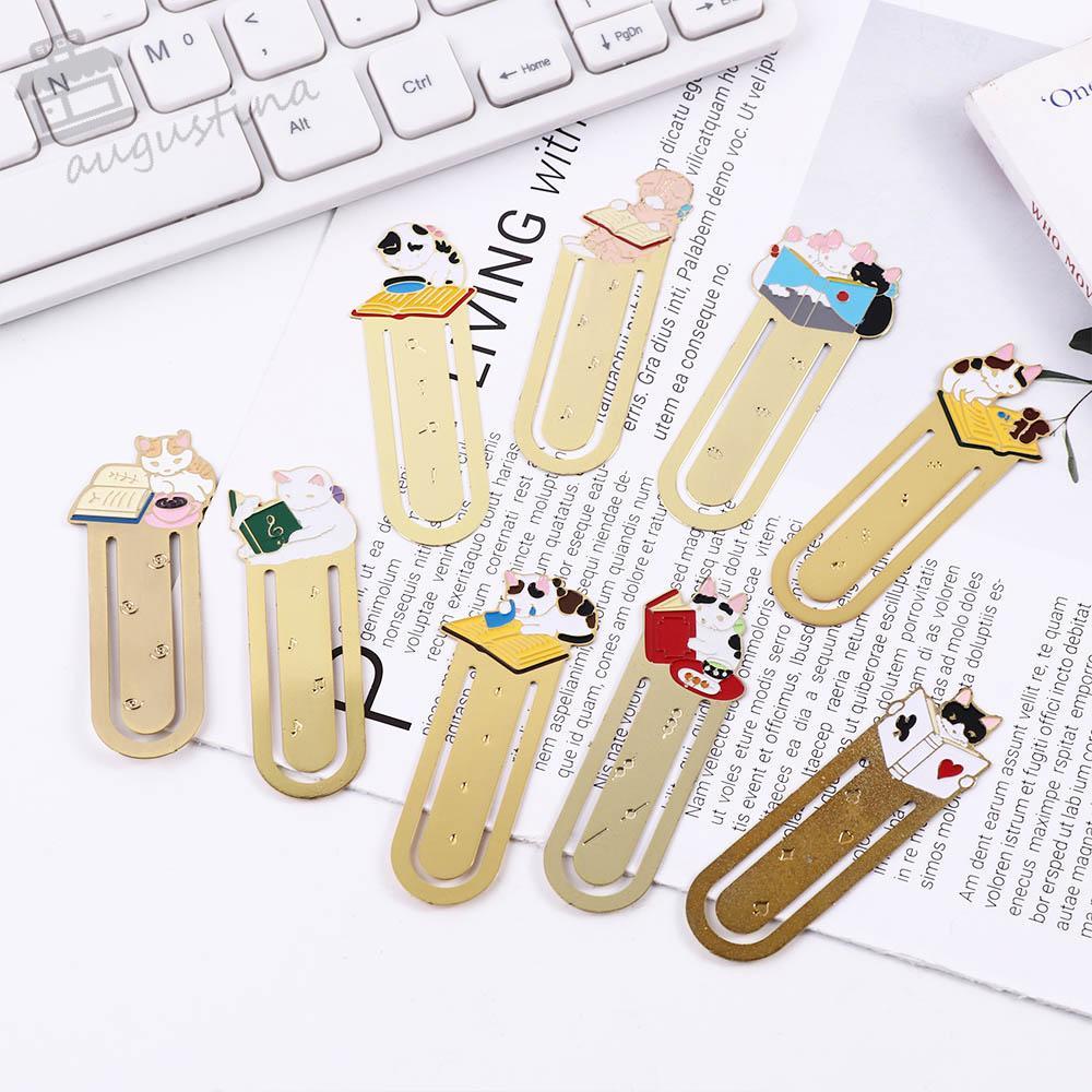 AUGUSTINA Thẻ Đánh Dấu Trang Sách Hình Mèo Hoạt Hình Nhật Bản