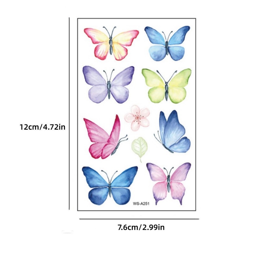 Hình Xăm Dán Tạm Thời Hình Bướm 3D Nhiều Màu Sắc Chống Nước Lâu Trôi Cho Nữ