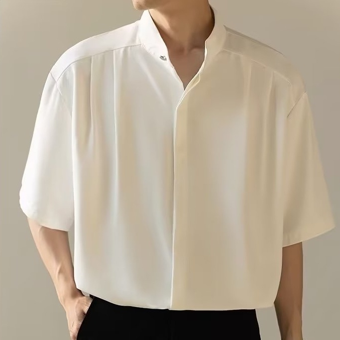 Áo Sơ Mi Tay Lửng Cổ Đứng Phong Cách Trung Hoa Thời Trang Mùa Hè Cho Nam