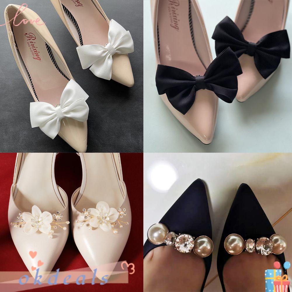 OKDEALS Bộ 2 Trâm Cài Giày Đính Hoa Lụa Trang Trí Đám Cưới