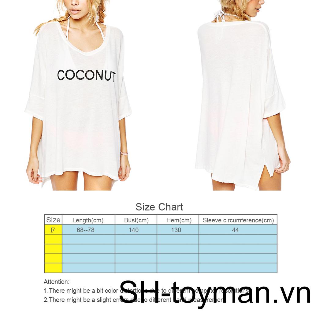 Áo Thun In Chữ Mặc Ngoài Bikini Đi Biển Thời Trang Dành Cho Nữ
