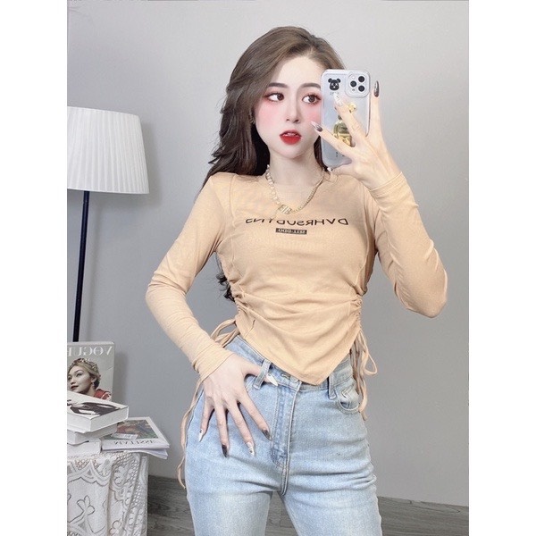 Áo Thun Tay Dài Thiết Kế Rút Dây Hai Bên Eo Cực Xinh TTSLT0040