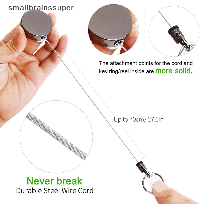 Smallbrainssuper Dây Móc Chìa Khóa ID Có Thể Thu Gọn Bằng Kim Loại Dễ Dàng Chịu Lực SBS