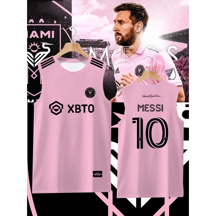 Đồng Phục Đội Quốc Tế Miami Số. Áo Bóng Đá Sát Nách Vải Lụa Lạnh Nhanh Khô In Số 10 Messi Cá Tính Cho Nam