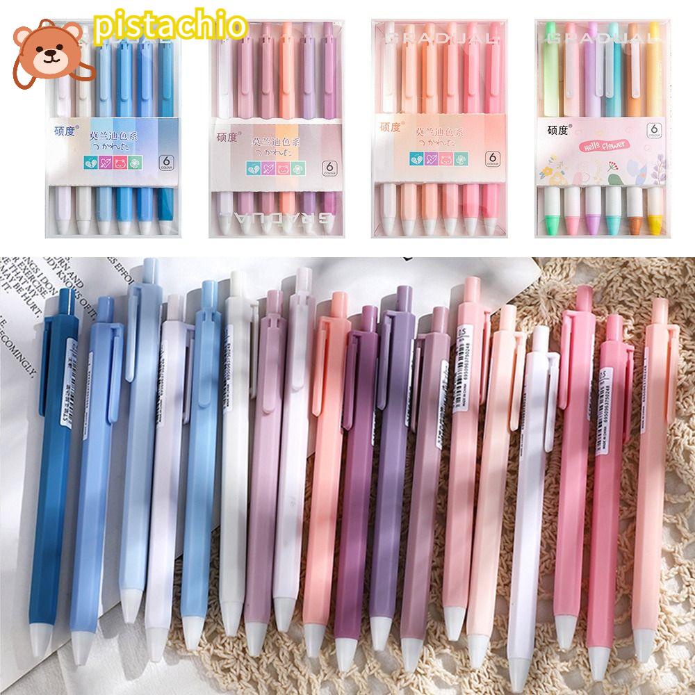 PISTA Set 6 Bút Mực Gel Ngòi 0.5mm Họa Tiết Hoạt Hình Dễ Thương