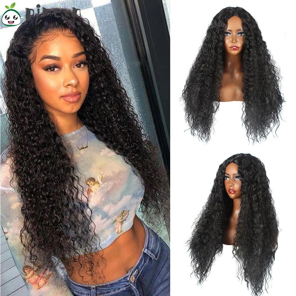 PINEVN Bộ Tóc Giả Dài Xoăn Đường Chỉ Toàn Diện Chịu Nhiệt Độ Cao Cho Nữ