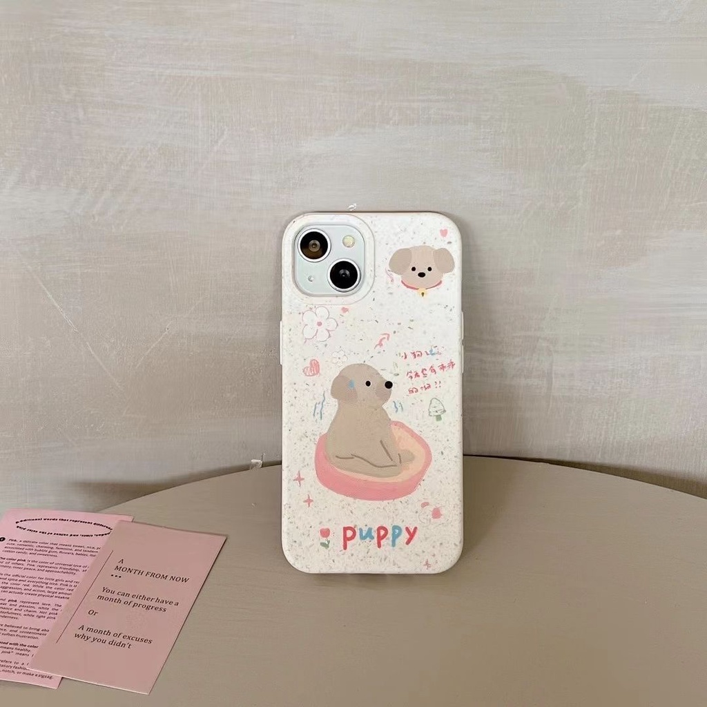 Ốp Điện Thoại Chống Sốc Có Thể Phân Hủy Được Họa Tiết Cún Dễ Thương Cho Iphone 13Promax 14 11 12