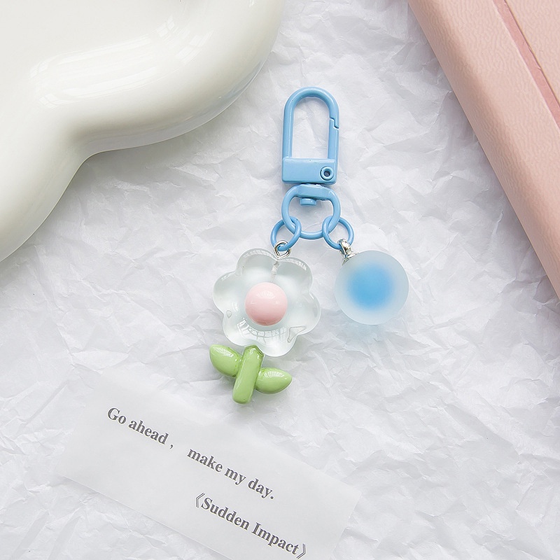 Ins Nhiều Màu Sắc Acrylic Hoa Mặt Dây Chuyền Móc Khóa Học Sinh Sáng Tạo Schoolbag Mặt Dây Chuyền Cặp Đôi Trang Trí