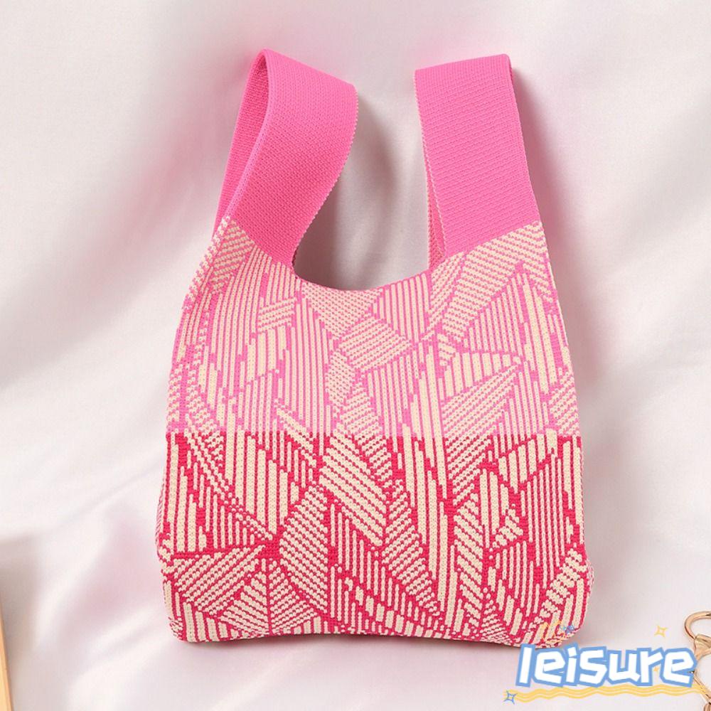 LEISURE Túi Xách Mini Đan Len Đeo Cổ Tay Cho Nữ