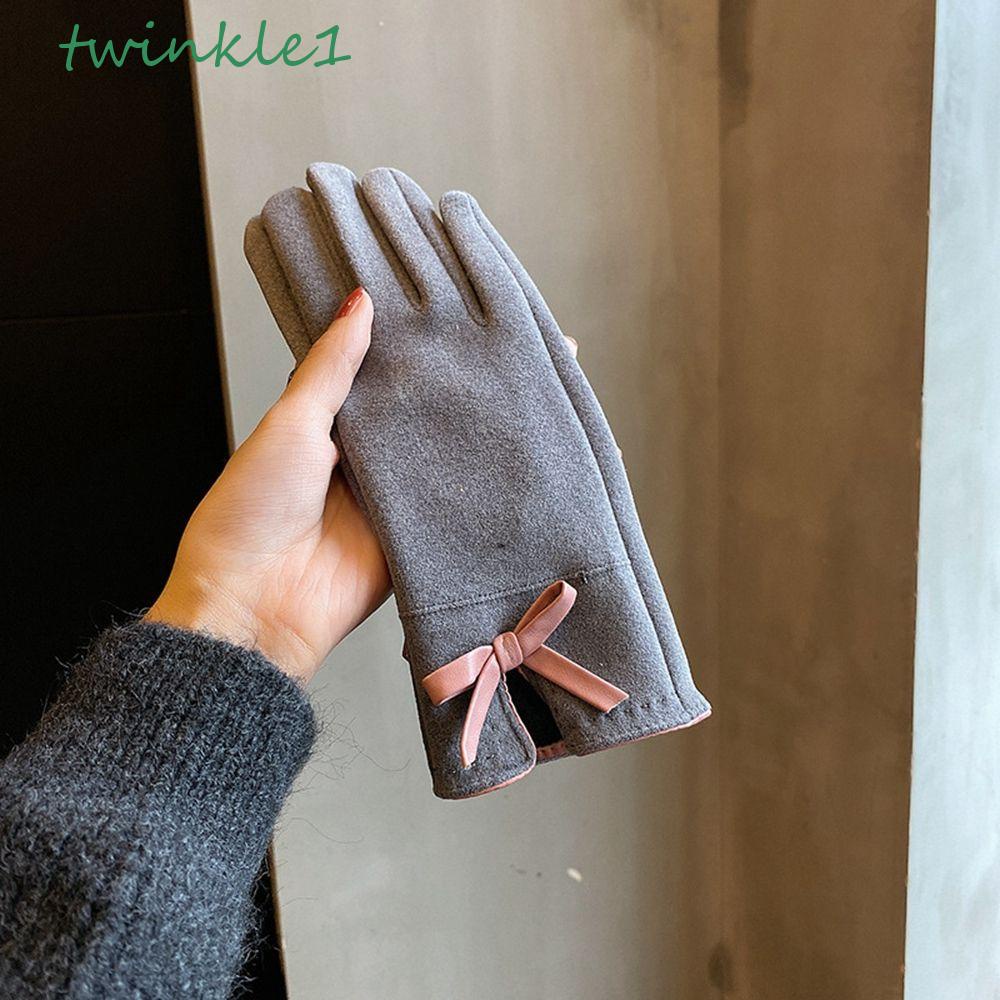 TWINKLE Đôi Găng Tay Da Lộn Mềm Mại Có Thể Chạm Màn Hình Cảm Ứng Cho Nữ
