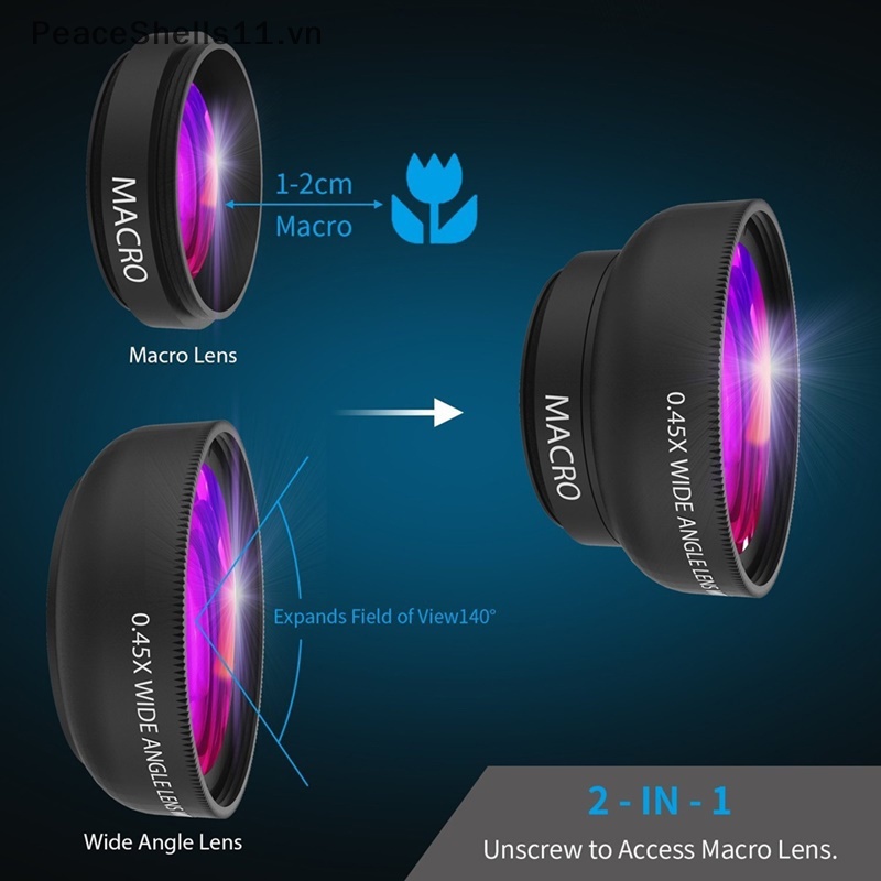 Thấu Kính Góc Rộng 0.45X + Ống Kính Macro 12.5X 2 Trong 1 Cho Điện Thoại