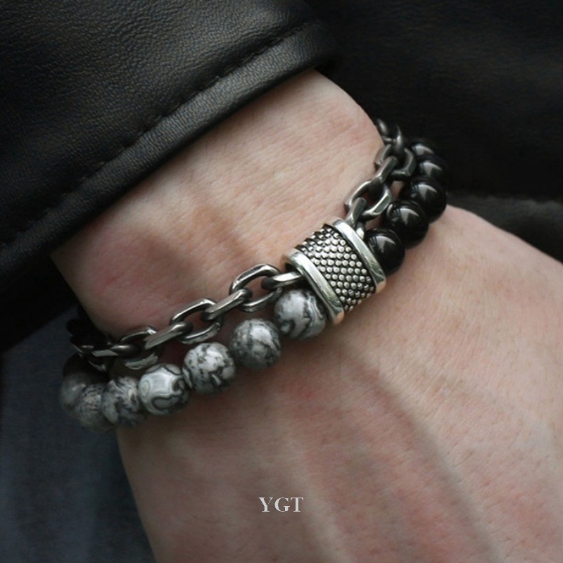 Ygt Vòng Tay Hạt Đá Từ Tính Tự Nhiên Bằng Thép Không Gỉ Giúp Giảm Đau Khớp Hiệu Quả