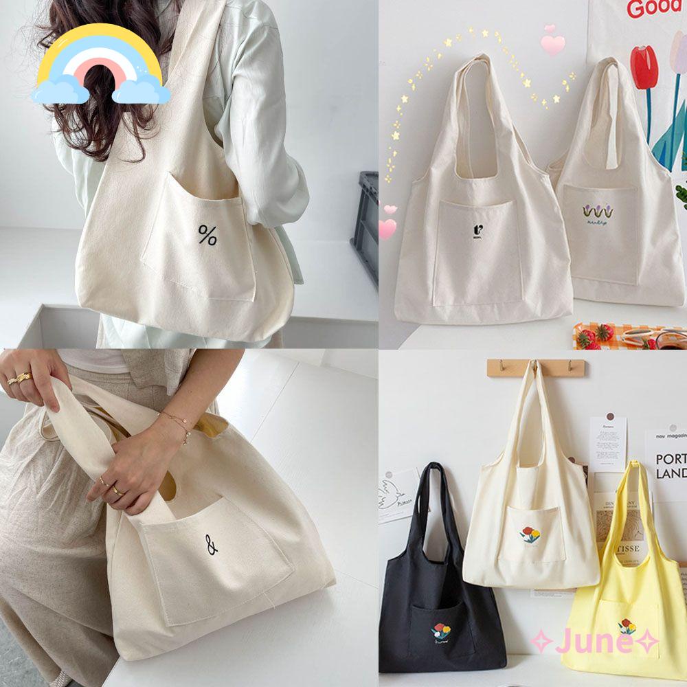 JUNE Túi Xách Vải Canvas Thiết Kế Đơn Giản Thời Trang Nhật Bản Cao Cấp