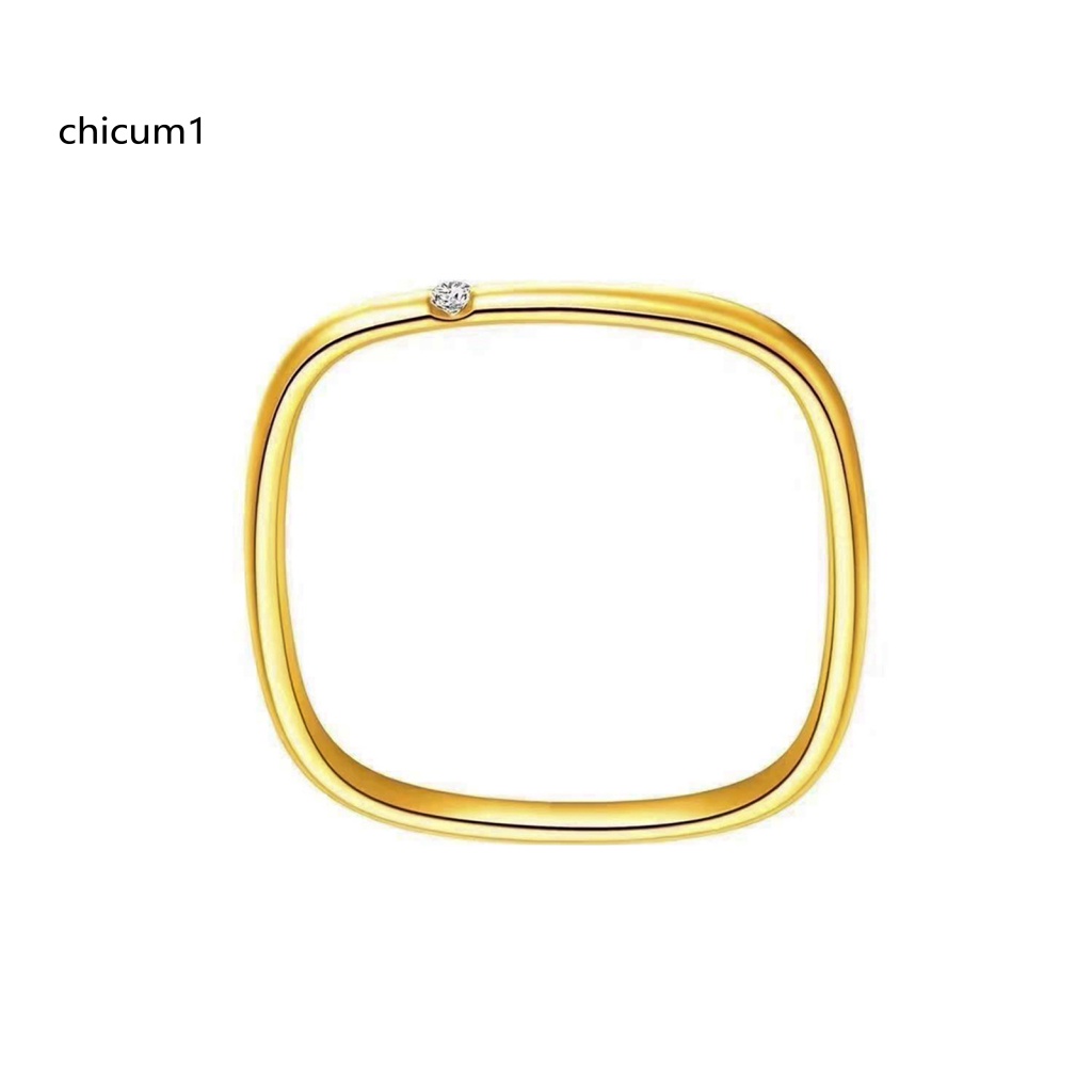 Nhẫn Mặt Vuông Đính Đá Đơn Giản Cá Tính Dành Cho Nữ