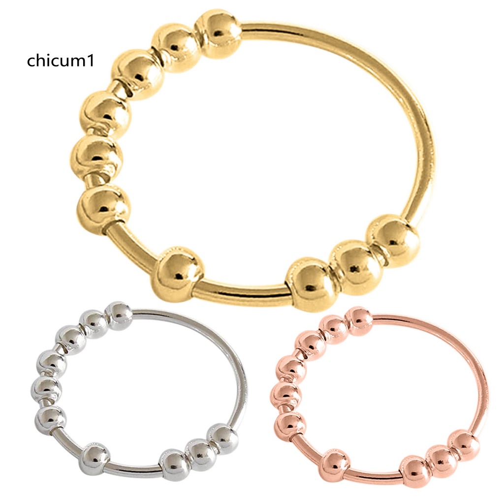 Nhẫn Cưới Trang Trí Hạt Xoay Tối Giản Xinh Xắn