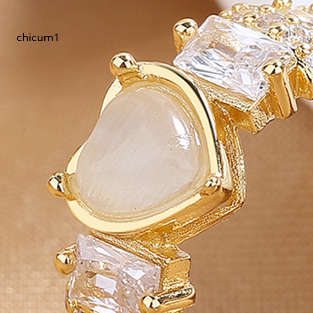 Nhẫn Hở Hình Trái Tim Đính Đá Pha Lê Nhân Tạo Thời Trang Cho Nữ