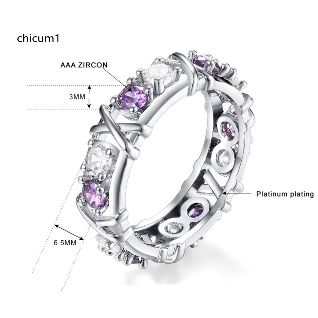 Nhẫn Đeo Tay Hai Tông Màu Đính Đá Zircon Giả Lấp Lánh Cho Nữ