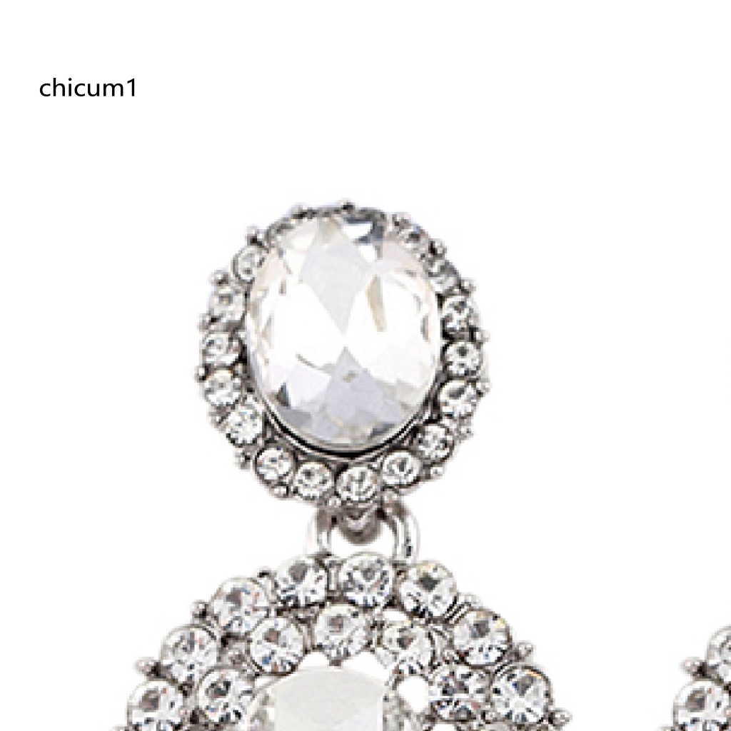 1 Cặp Bông Tai Đính Đá Oval Phong Cách Retro Sang Trọng