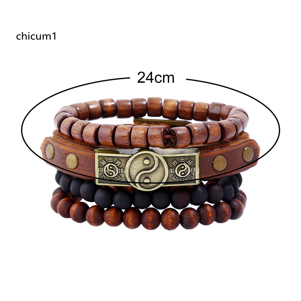 Set 4 Vòng Tay Da Nhiều Lớp Xỏ Hạt Đơn Giản Dễ Sử Dụng