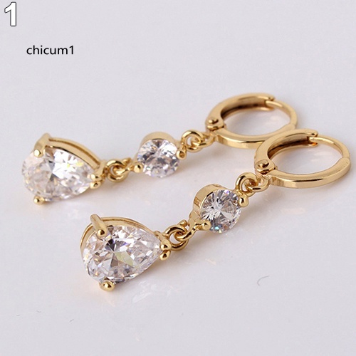 Khuyên Tai Đính Đá Hình Giọt Nước Thời Trang