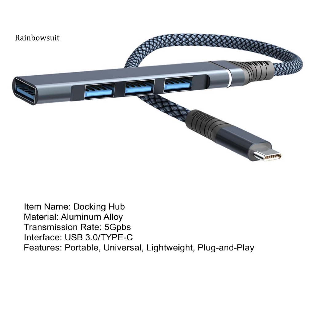 Hub Cắm Sạc Usb Siêu Mỏng Tốc Độ Cao Bằng Hợp Kim Nhôm 4 Trong 1 Tiện Dụng Cho Laptop / Máy Tính