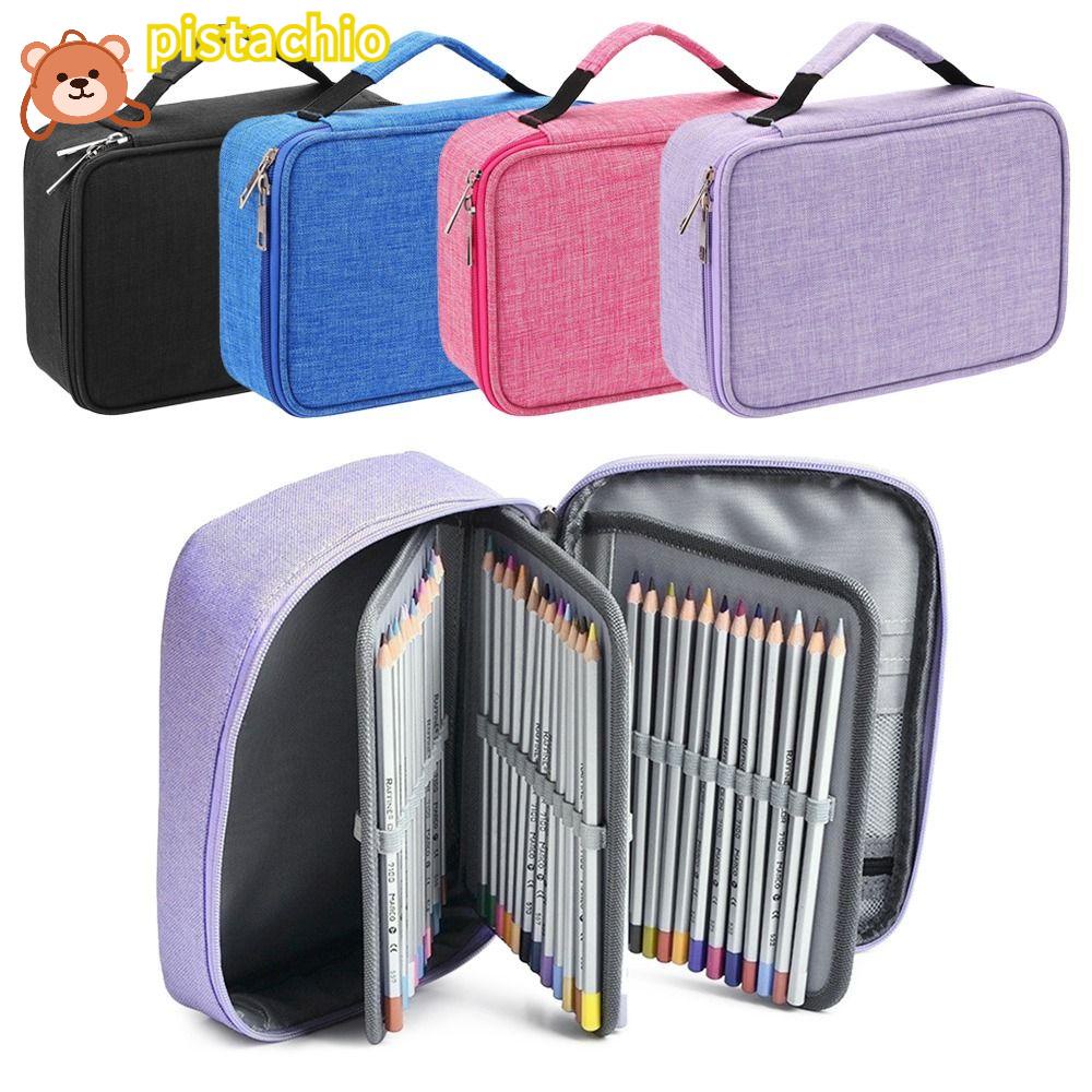 PISTA Túi Đựng Bút Chì 72 Ngăn Bằng Vải Canvas Giá Đỡ